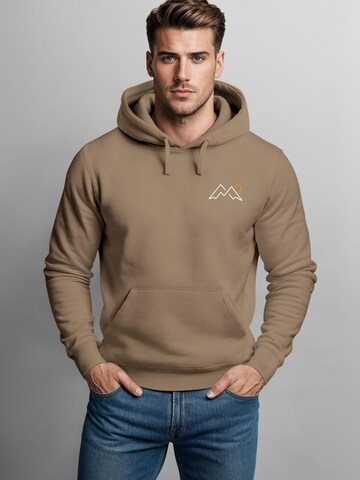 Neverless Sweatshirt 'Mountain Lineart' in Braun
