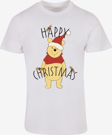 ABSOLUTE CULT Shirt 'Winnie The Pooh - Happy Christmas Holly' in Weiß: predná strana