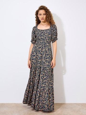 Apricot Floral Paisley Milkmaid Maxi Dress ' ' in Blau: Vorderseite