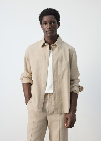 MANGO MAN Regular fit Button Up Shirt 'Rainier' in Beige: front