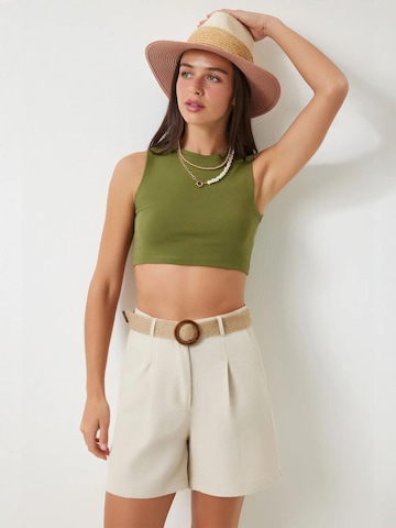 Happiness İstanbul Wide leg Trousers 'Shorts' in Beige