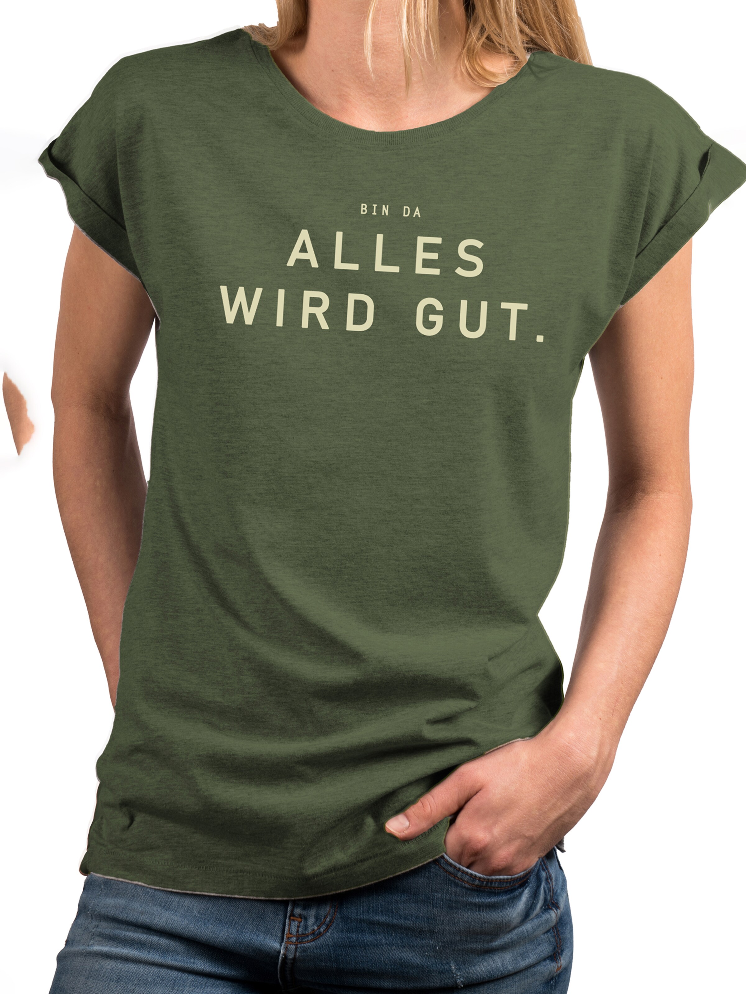 MAKAYA Shirt 'Bin da alles wird gut' in Green
