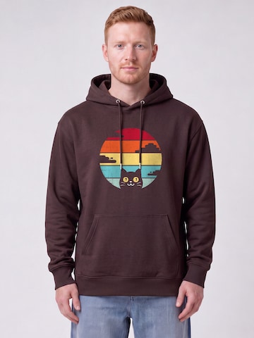 Watapparel Sweatshirt 'Retro Sunset Cat' in Rood: voorkant