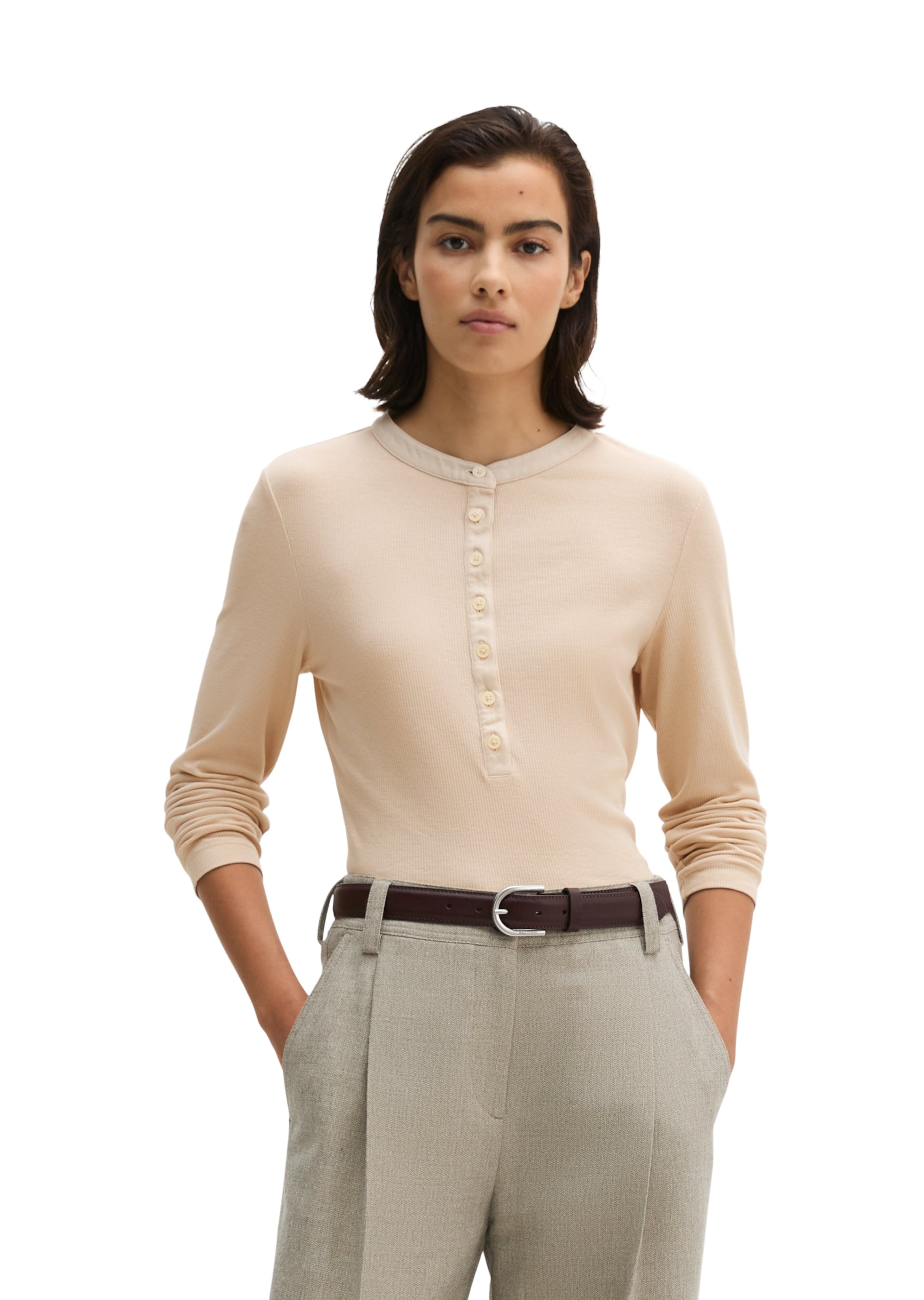 T-shirt Marc O'Polo en beige : devant