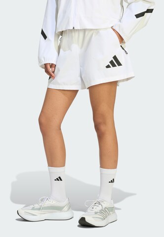 ADIDAS SPORTSWEAR Loose fit Workout Pants 'Z.N.E.' in White: front