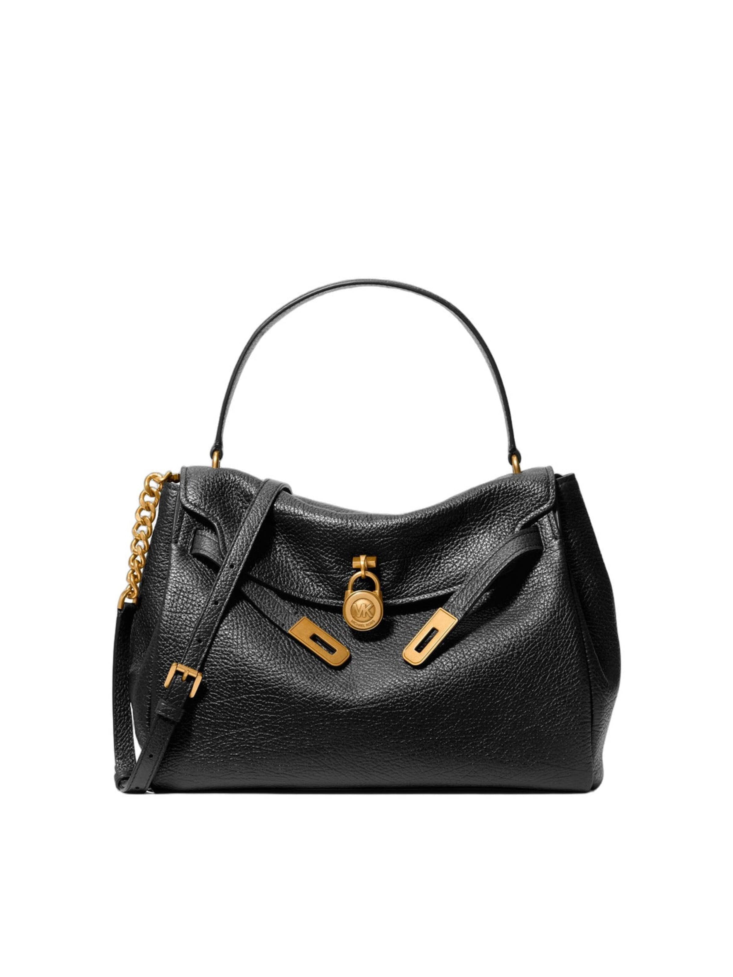 MICHAEL Michael Kors - Bolso de mano 'Michael Kors Sac à main Cuir Hamilton Moderne Grand Rabat Noir' en negro: frente