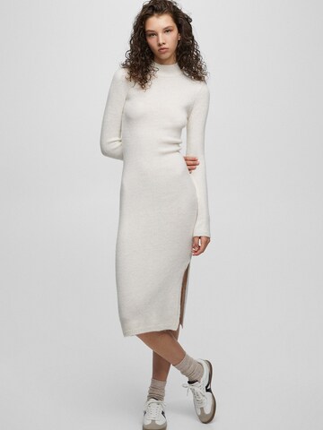 Pull&Bear Knitted dress in Beige: front