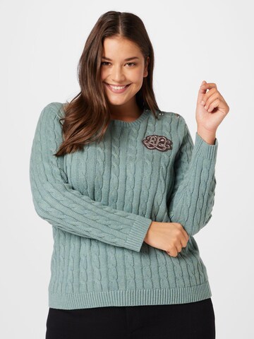 Lauren Ralph Lauren Plus Пуловер 'MONTIVA' в зелено: отпред