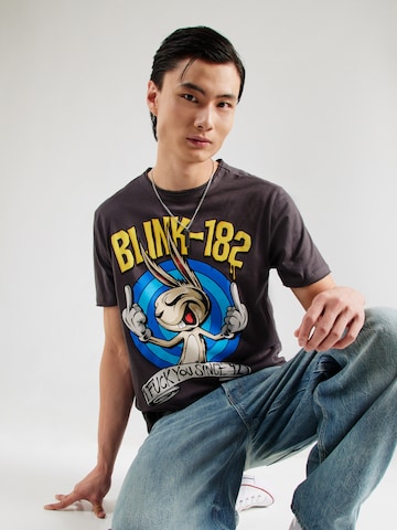 AMPLIFIED Tričko 'BLINK 182 FUCK YOU SINCE' – šedá: přední strana