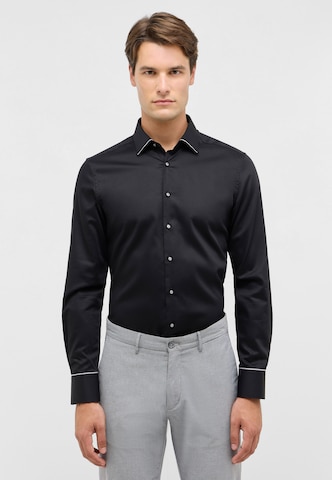ETERNA Slim fit Zakelijk overhemd in Zwart: voorkant