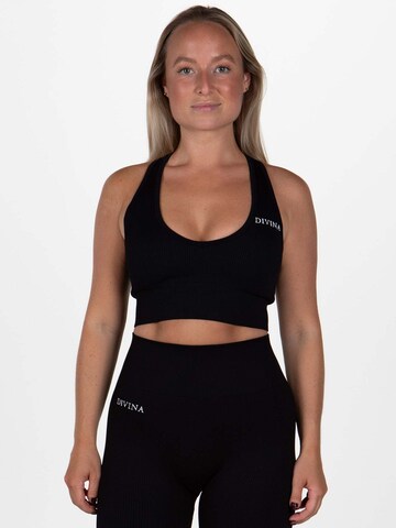 Divina Bustier Sport-BH 'Wavy' in Schwarz: Vorderseite
