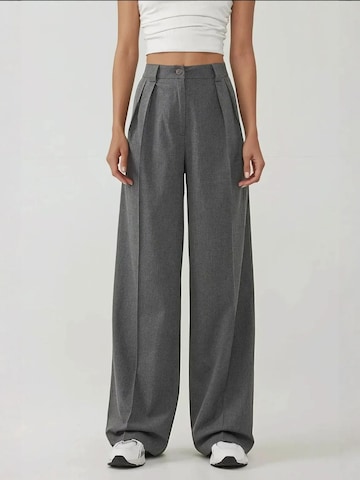 Hiccup Wide leg Pleated Pants in Grey: front