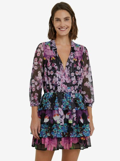 türkiz / sárga / lila / fekete Desigual Ruha 'OLIMPIA', Modell nézet
