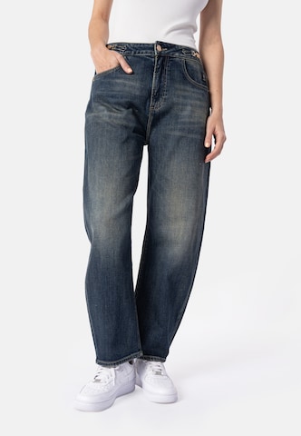 Barrel Jeans 'Yoana Gold' de la Elias Rumelis pe albastru: față