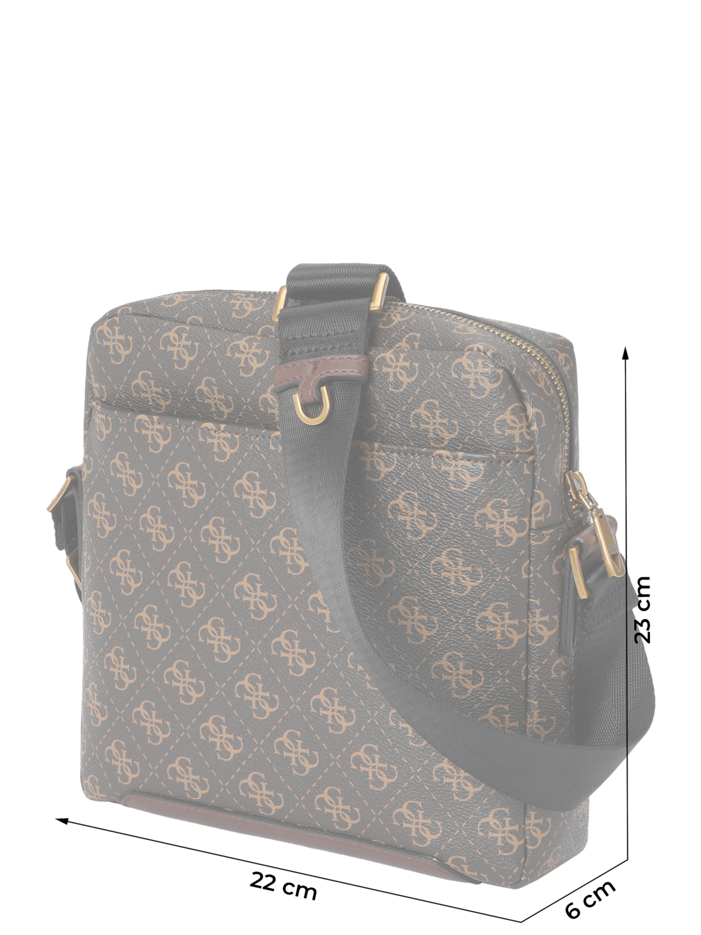 GUESS Tasche 'TORINO TOP ZIP CROSSBODY FLAT' in Braun