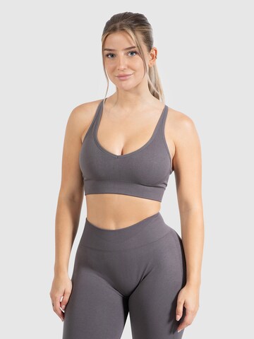Smilodox Bustier Sport-BH ' Cetrina ' in Grau: Vorderseite