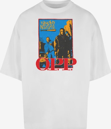 Merchcode T-Shirt 'Naughty By Nature' in Weiß: Vorderseite