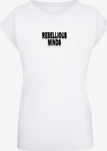 Merchcode T-Shirt 'Rebellious Minds' in Weiß: predná strana