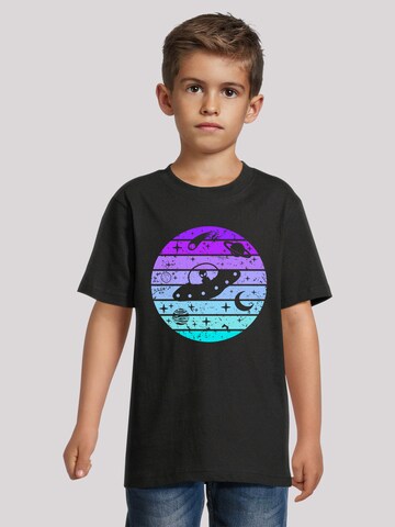 F4NT4STIC Shirt 'Retro Alien Weltraum Sonnenuntergang' in Zwart: voorkant