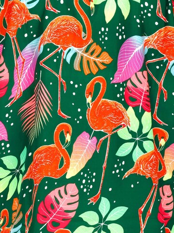 King Kameha - Toalla de playa 'Funky Flamingos' en verde