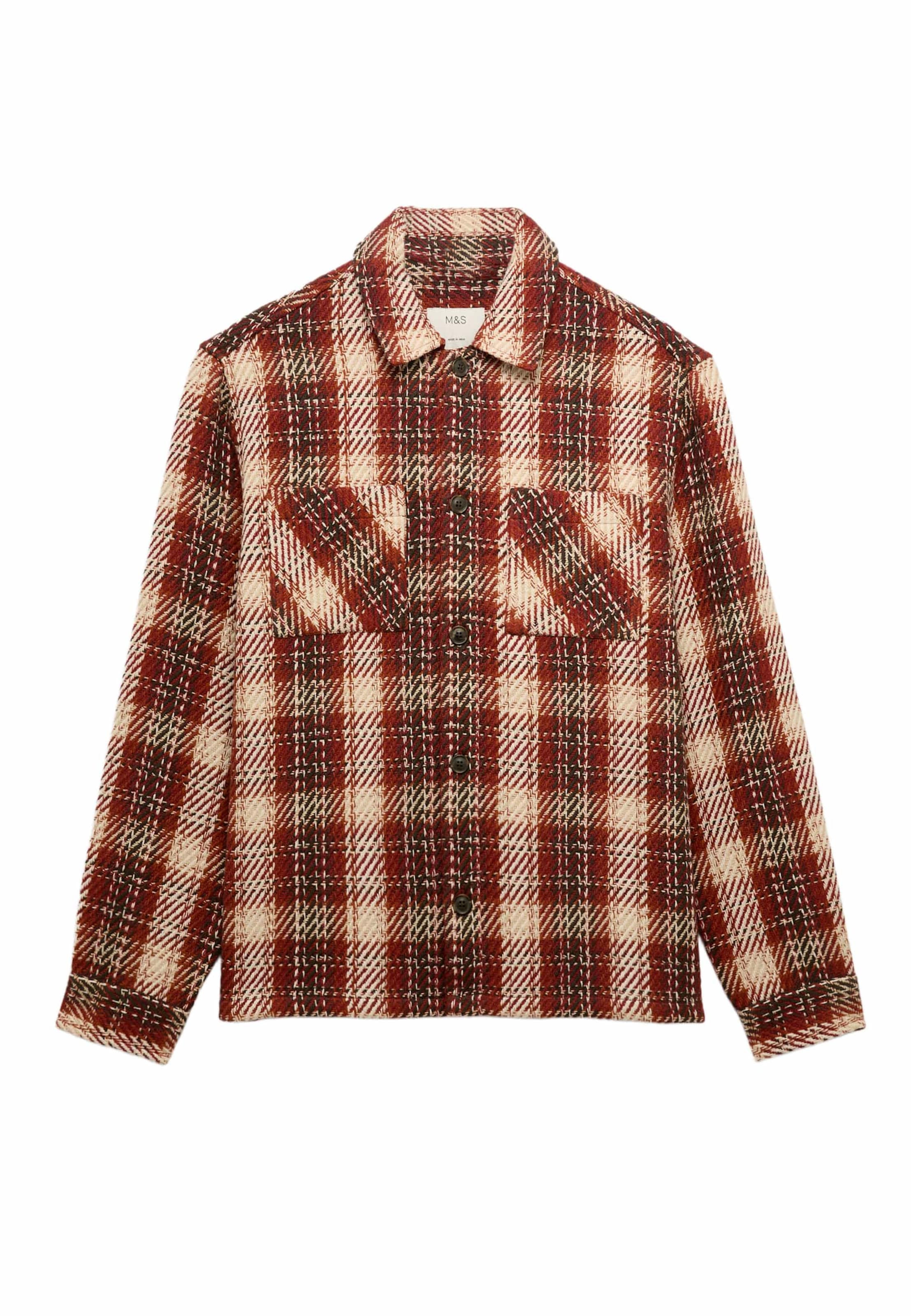 Marks & Spencer Chemise en L en beige clair / gris / rouge foncé, Vue avec produit