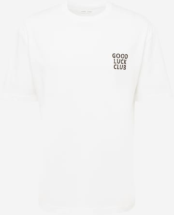 Samsøe Samsøe T-shirt 'GOOD LUCK' i vit: framsida