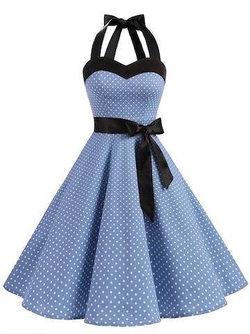Zapaka Cocktail Dress 'Halter Swing Rockabilly Pin-up' in Blue: front