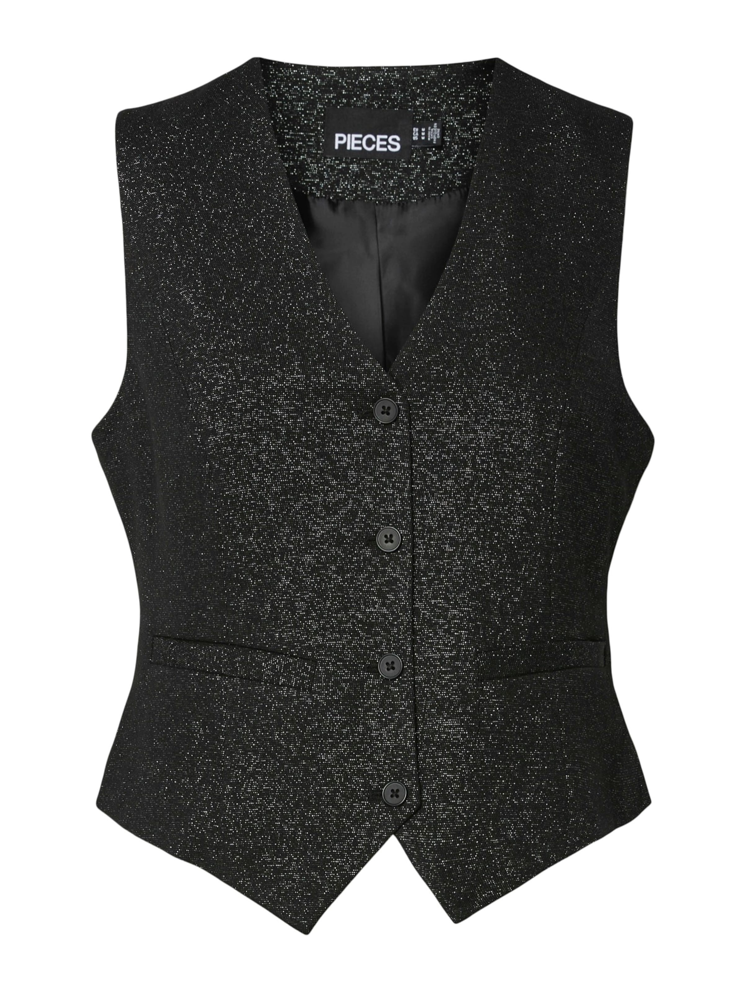 Gilet de costume 'BOSELLA' PIECES en noir : devant