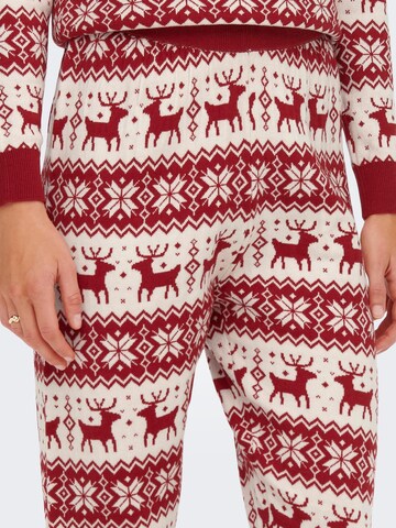 ONLY Tapered Pyjamahose 'Xmas' in Rot