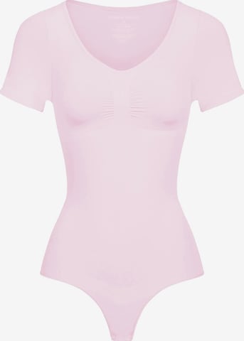 cfab (formerly creamy fabrics) Shaping bodysuit 'T-Shirt Bodysuit Sculpting Shapewear mit String' in Pink: front