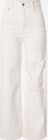 Edikted Wide leg Jeans in White: front