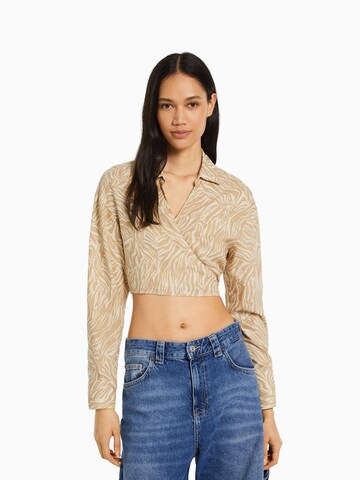 Bershka Blouse in Beige: voorkant