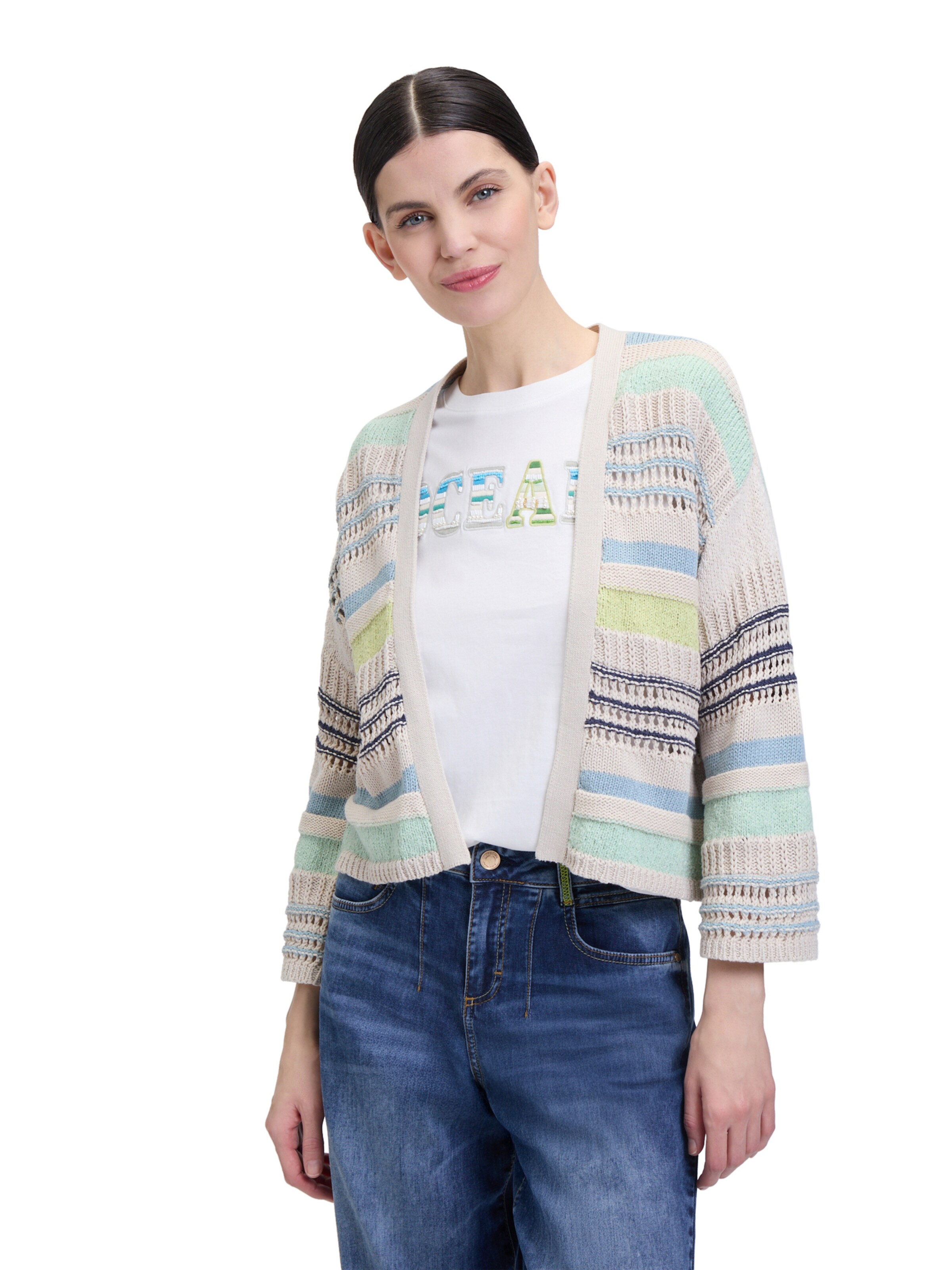 Cartoon Strickjacke in Mischfarben: Vorderseite
