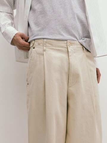 Pull&Bear Wide Leg Bukser med lægfolder i hvid