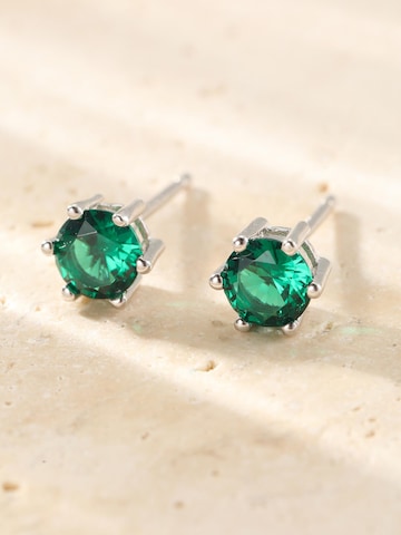 Hey Happiness Oorbellen 'Emerald Gemstone' in Zilver