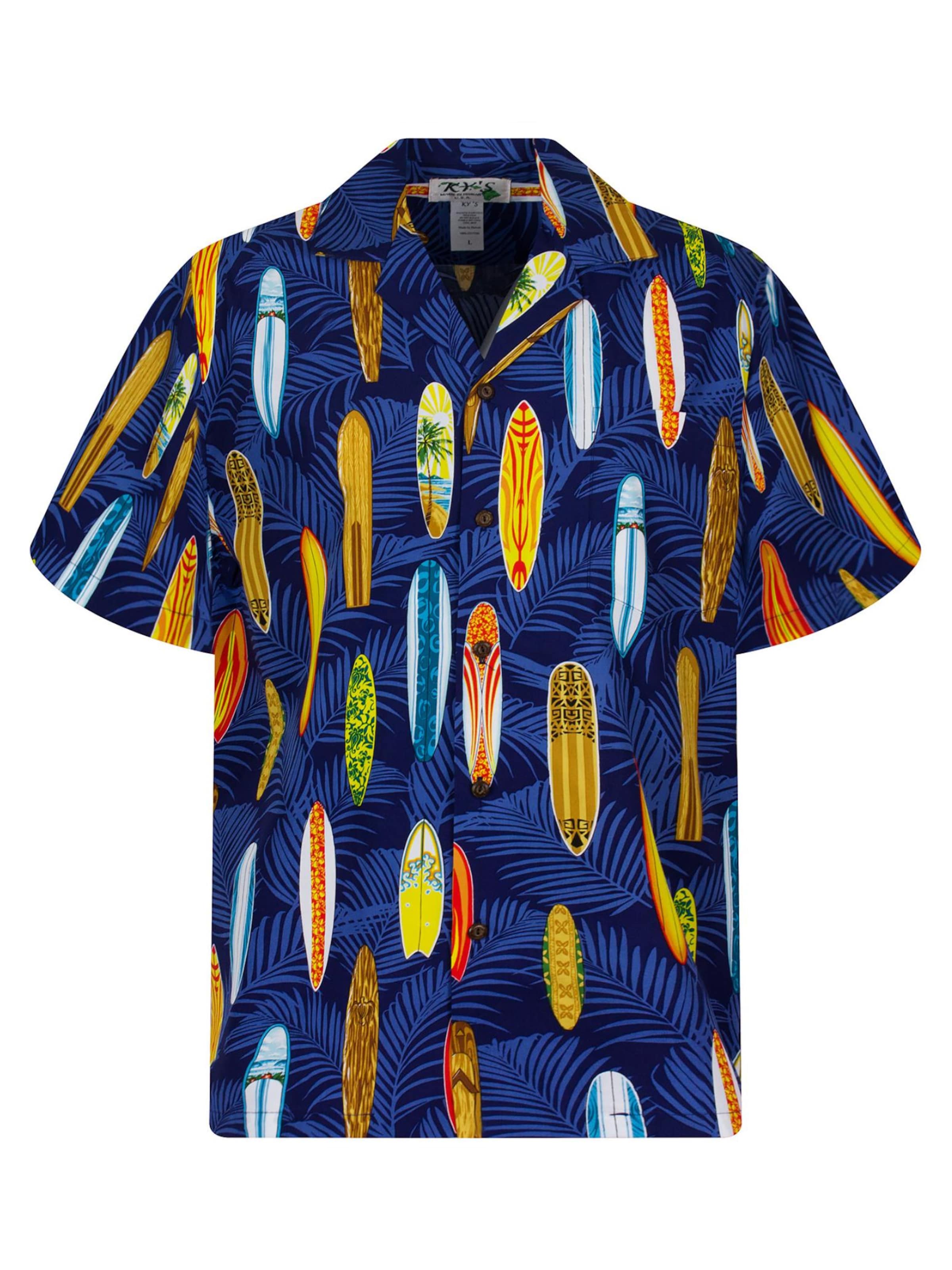 KY's Regular fit Button Up Shirt 'Surfbretter Allover' in Blue: front