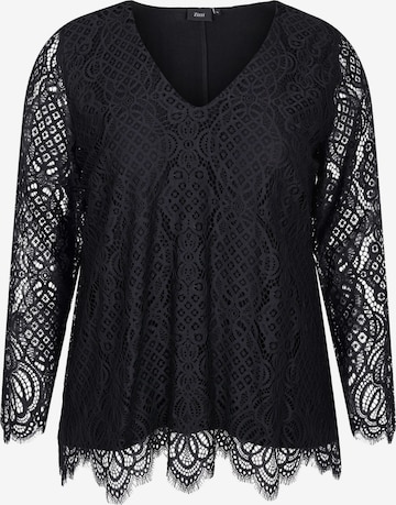 Zizzi Blouse 'Dindy' in Zwart: voorkant