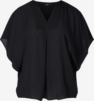 Zizzi Blouse 'VIOLA' in Zwart: voorkant