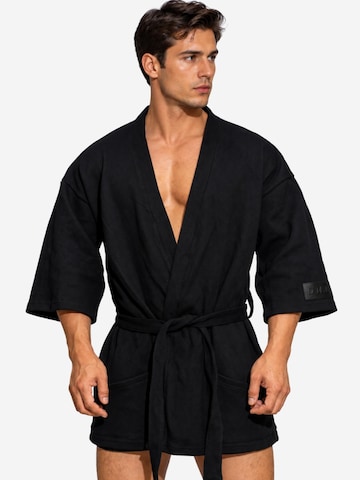 BIMONI Short Bathrobe in Black: front