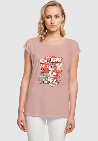 ABSOLUTE CULT Shirt 'Tom And Jerry - Rocket Prank' in Roze: voorkant