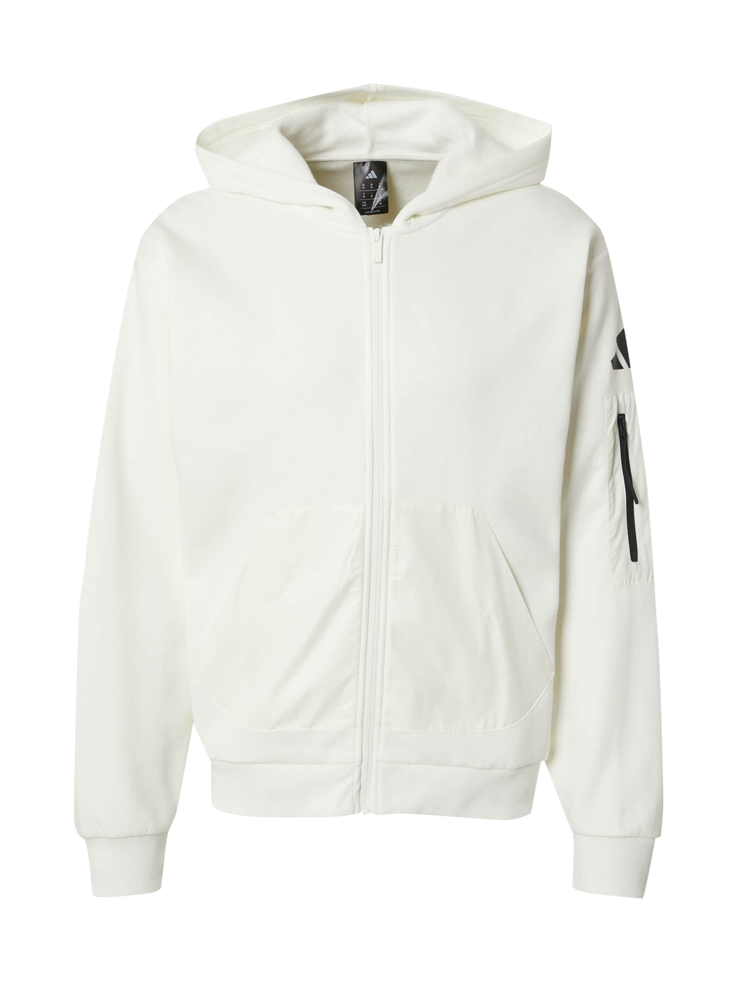 ADIDAS SPORTSWEAR Спортна жилетка с качулка в бяло: отпред