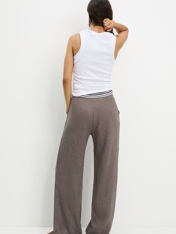 Pull&Bear Wide leg Bandplooibroek in Grijs