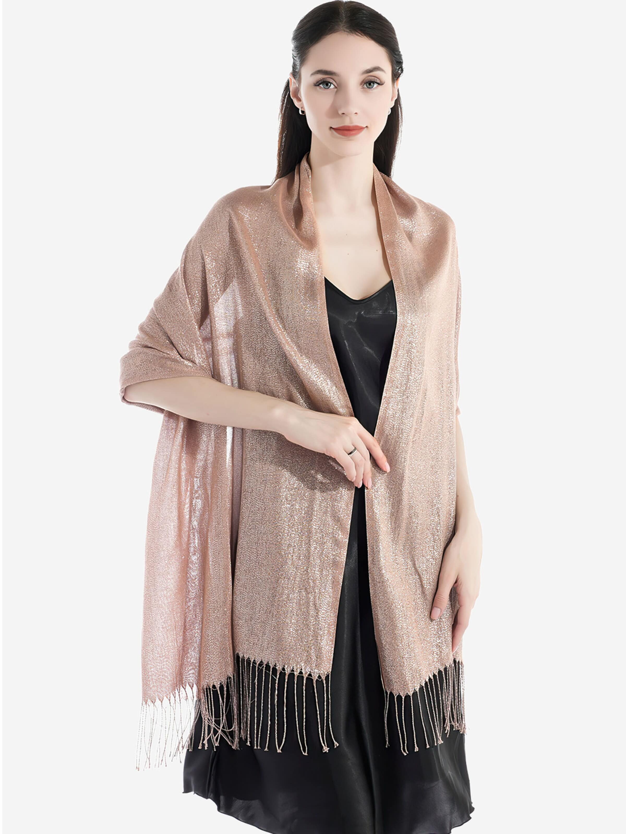 Magicshe Wrap 'Damen silberfädige Stola mit Tassel' in Beige: front