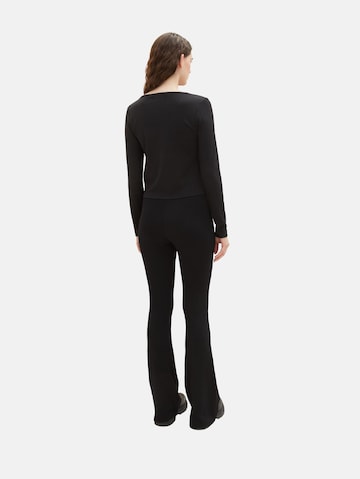 TOM TAILOR DENIM - Flared Leggings em preto