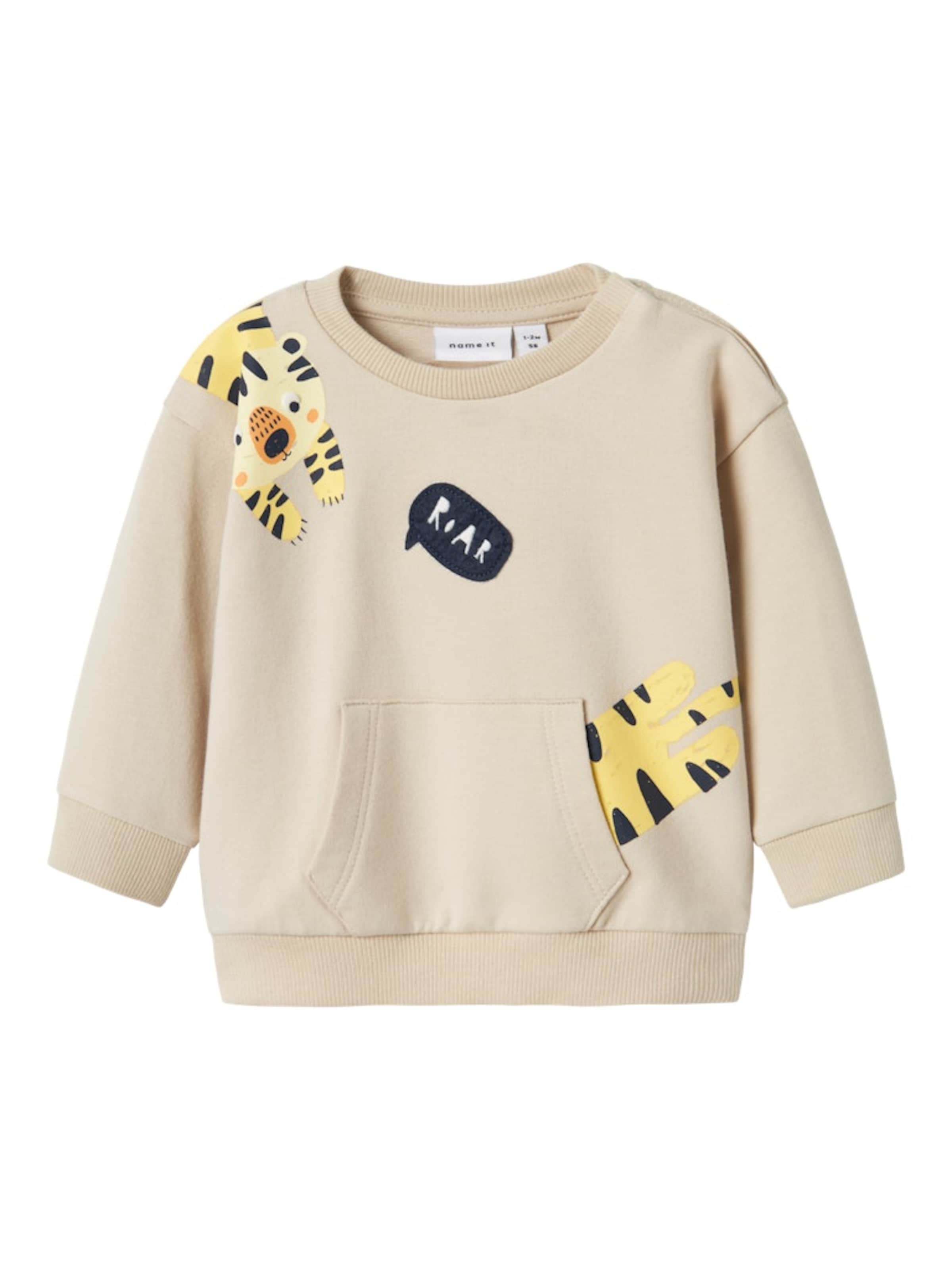 NAME IT Tréning póló 'NBMHack' - bézs: elől