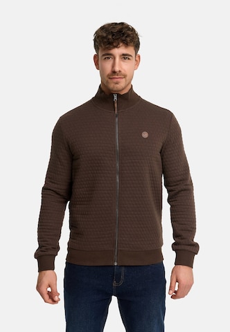 INDICODE JEANS Gebreid vest 'Bermie' in Bruin: voorkant