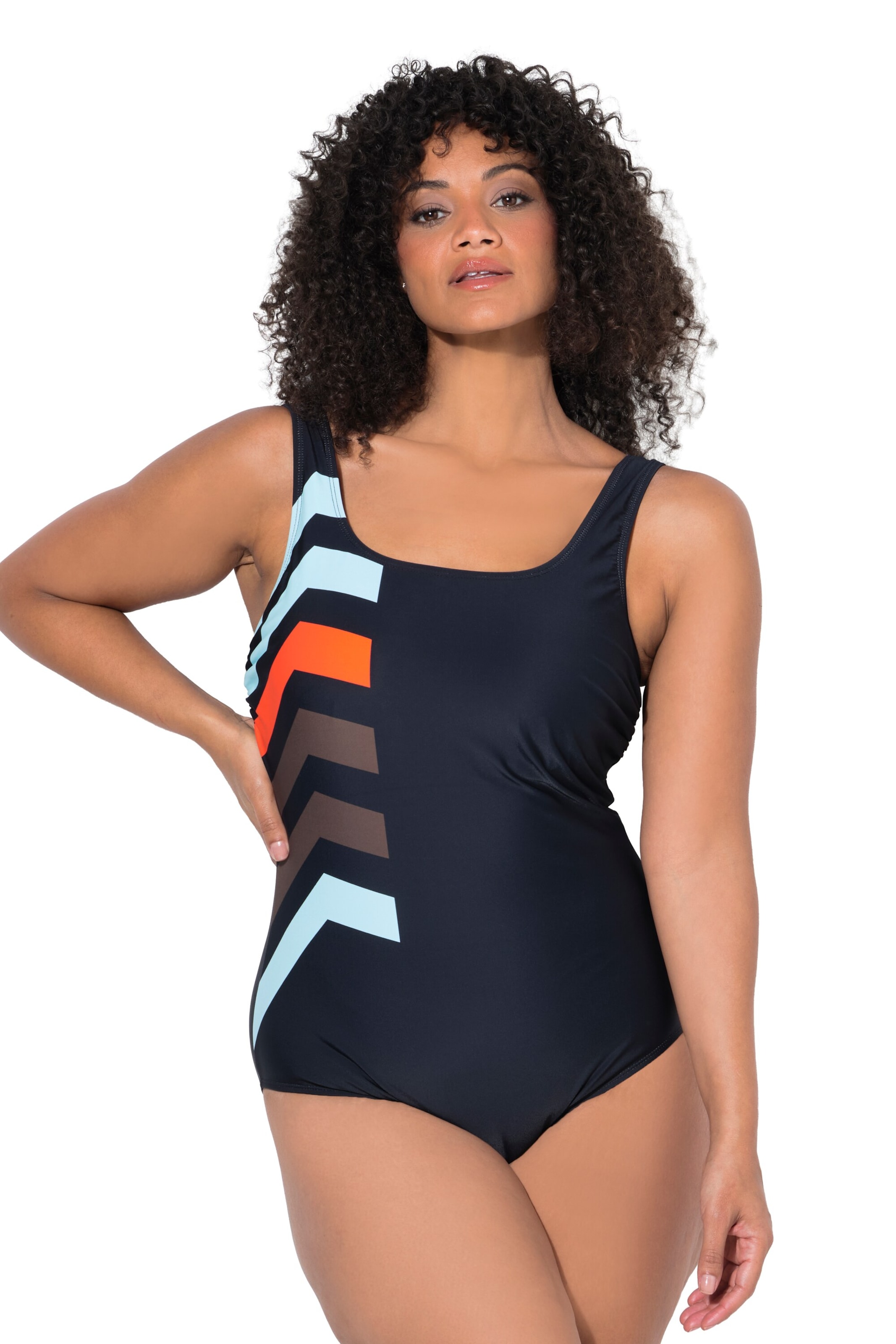 Ulla Popken Bustier Badeanzug in Schwarz: Vorderseite
