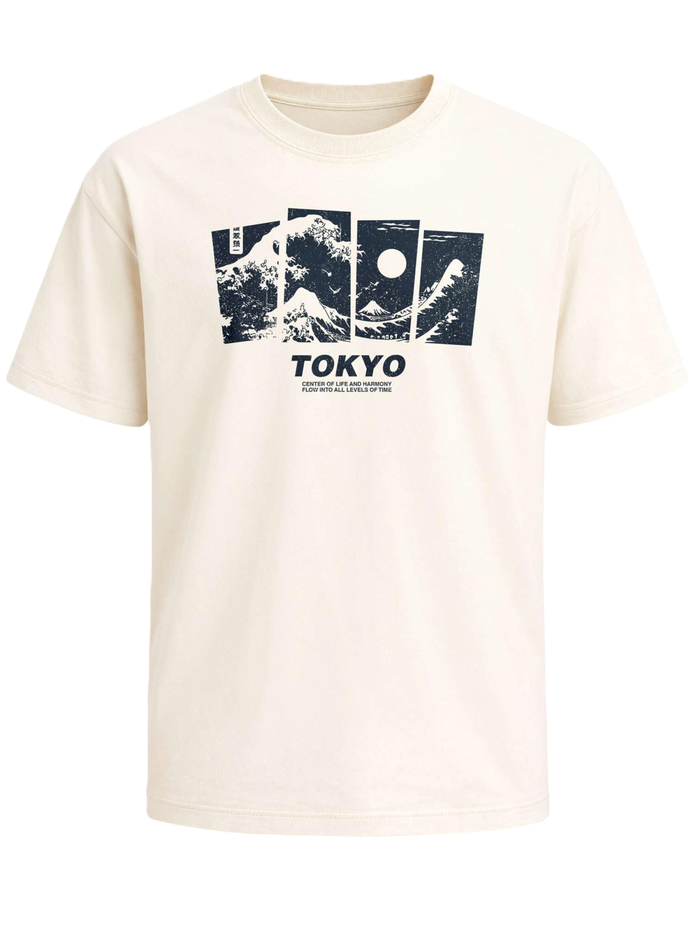 Neverless Shirt 'Tokyo Wave' in Beige: Vorderseite