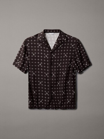 Calvin Klein Swimwear Regular fit Button Up Shirt in Black: front