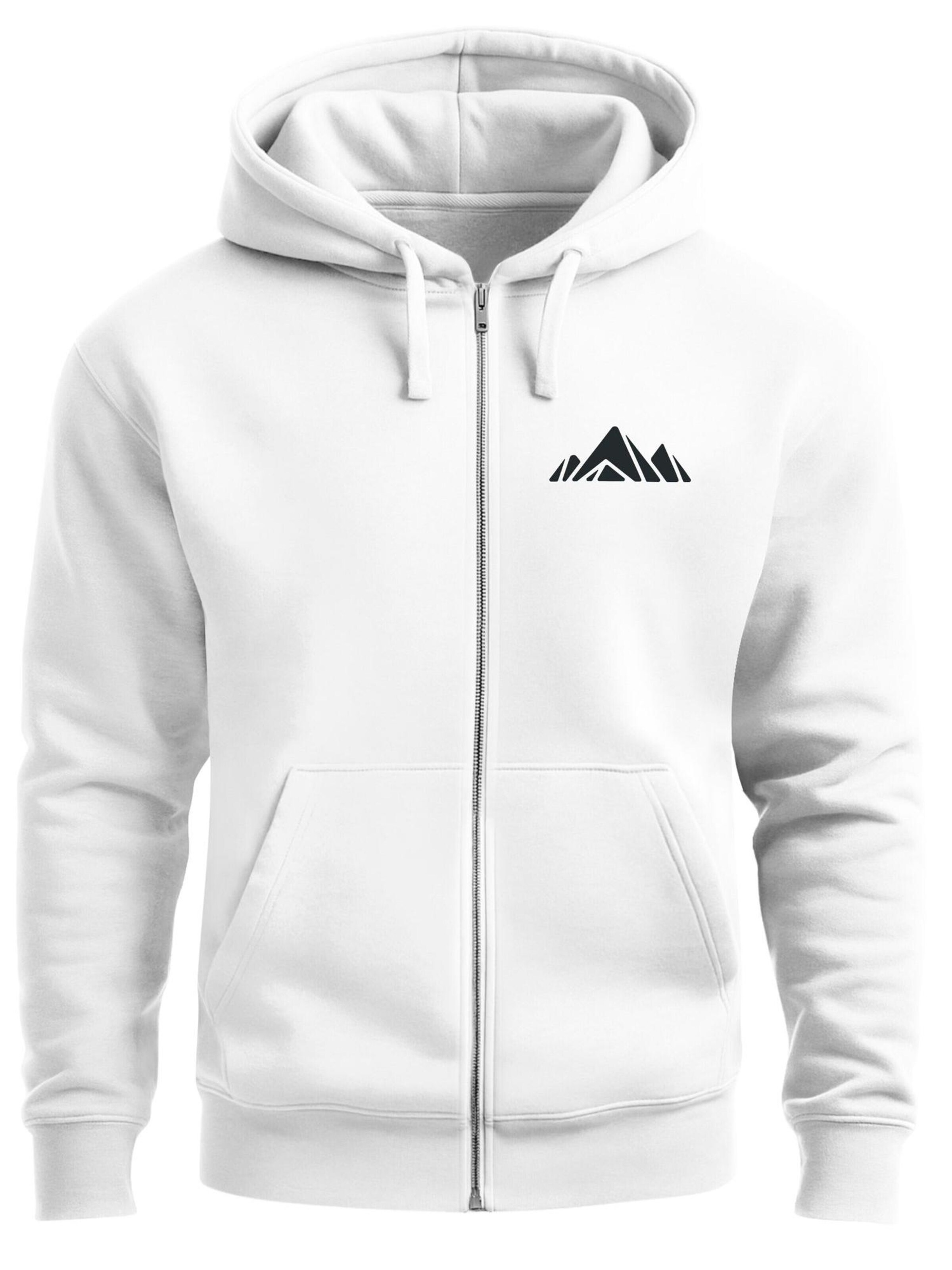 Neverless Zip-Up Hoodie 'Berg Polygon' in White: front